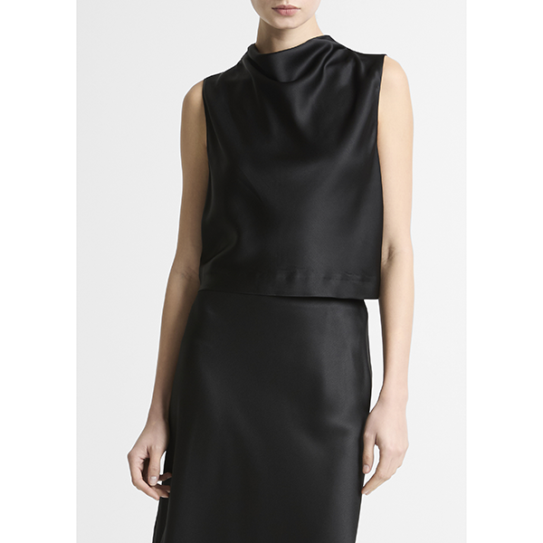Cropped Cowl Nk Top Black