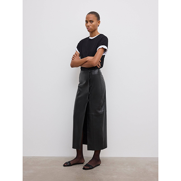 Leather Wrap Skirt Black