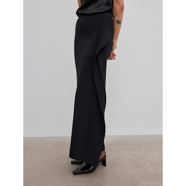 Draped Knit Skirt Black