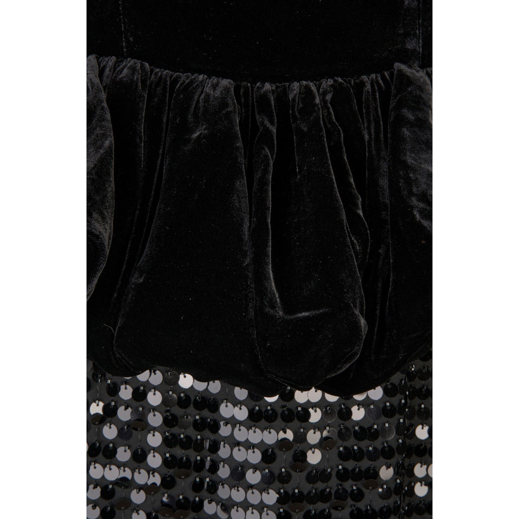 Sequins Maxi Peplum Dress Black