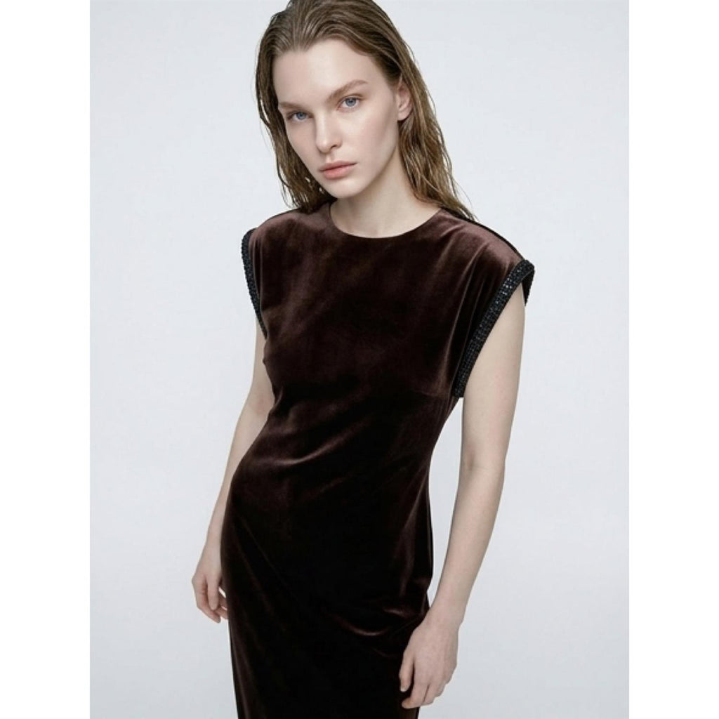 Sunset Velour Dress Cocoa Brown