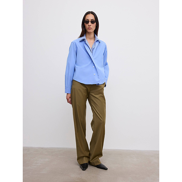 Cropped Shirt Mid Blue