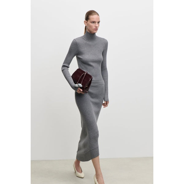 High Neck Jumper Grey Melange