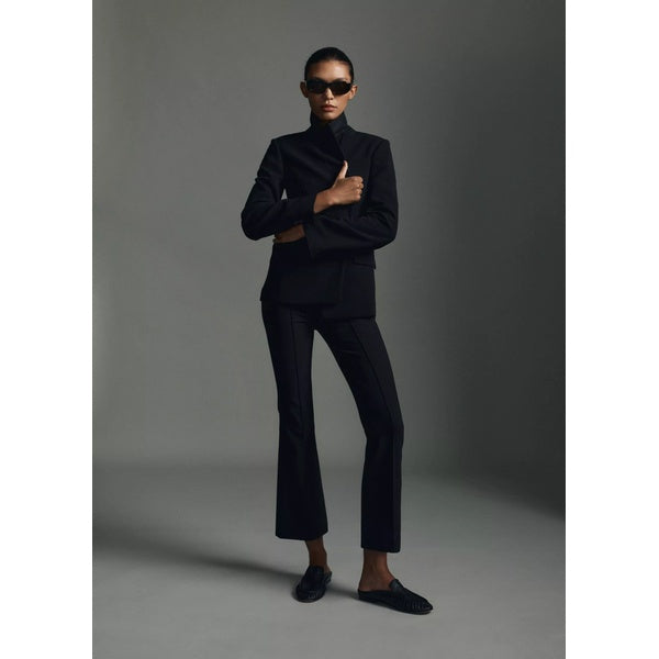Niki Mid Rise Pintuck Crop Flare Pant Black