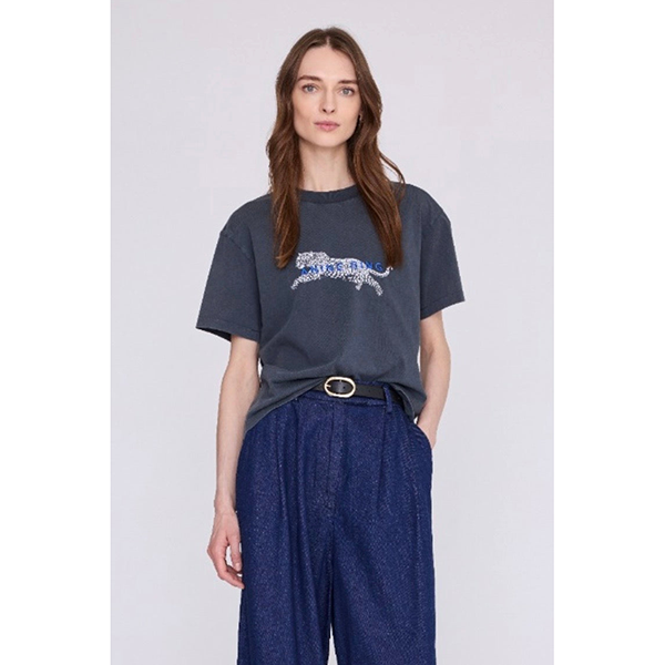 Cade Tee Leopard Washed Black