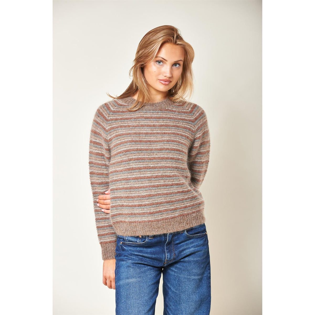 Maddox Stripe Sweater Brown Melange Combo