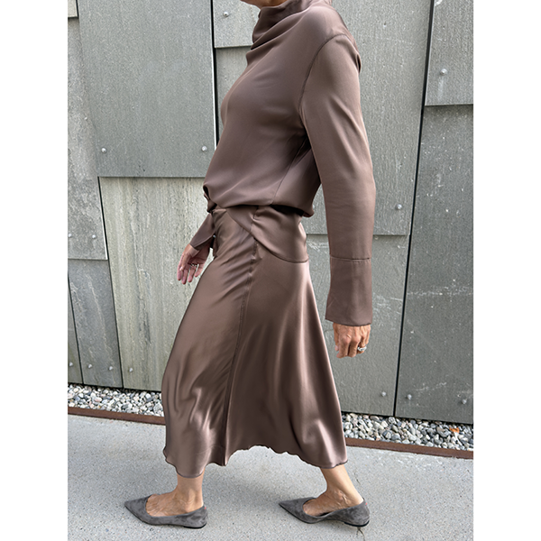 Hana Satin Skirt Light Brown