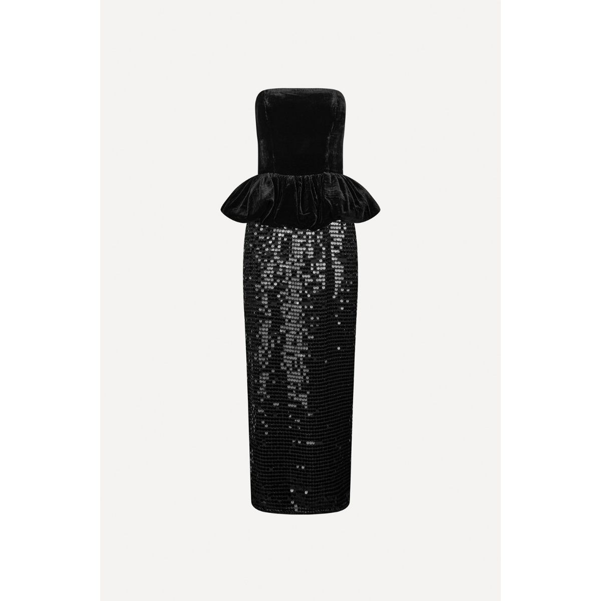 Sequins Maxi Peplum Dress Black