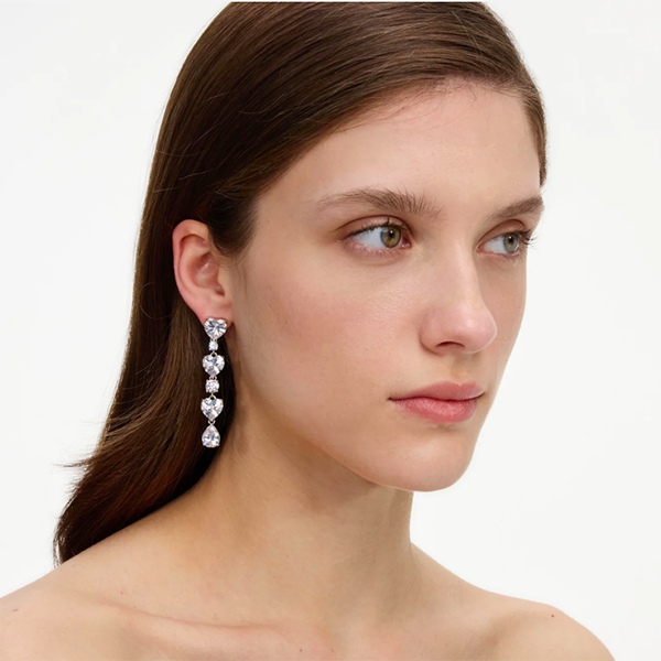 Crystal Heart Tiered Earrings