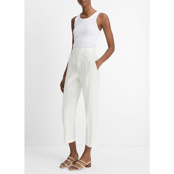 Mid Rise Tapered Pull On Pant Off White