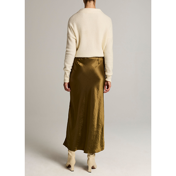 Side Slit Slip Skirt Moss Ochre
