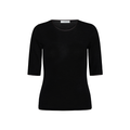 Satin Trim Elbow Slv Crew Black