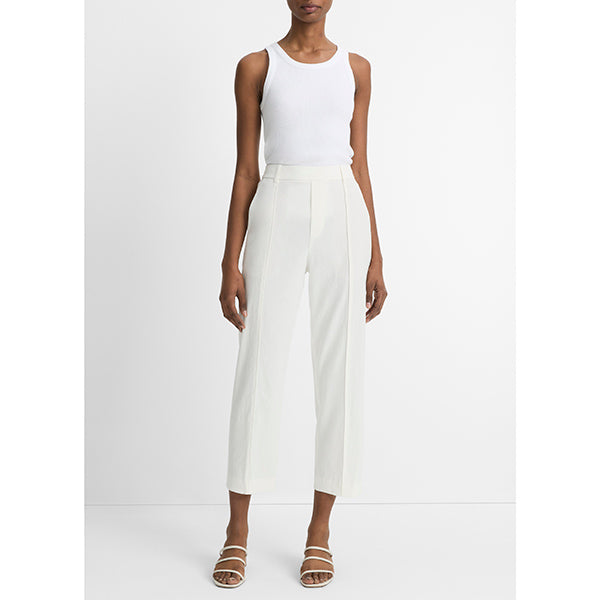 Mid Rise Tapered Pull On Pant Off White