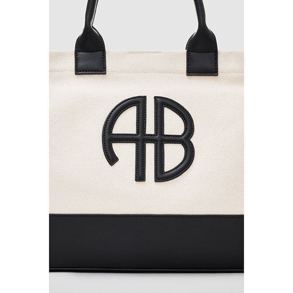 Medium Lara Tote Natural Canvas/Black