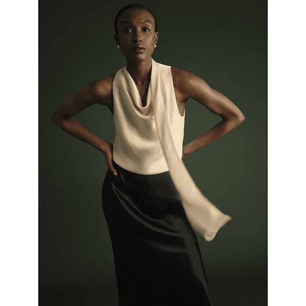 Fluid Satin Scarf Top Bona