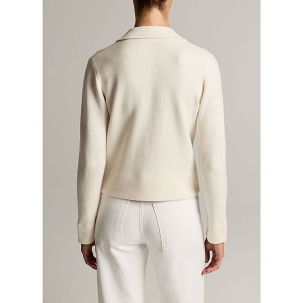 Notch Collar Dbl Face Cardi Off White