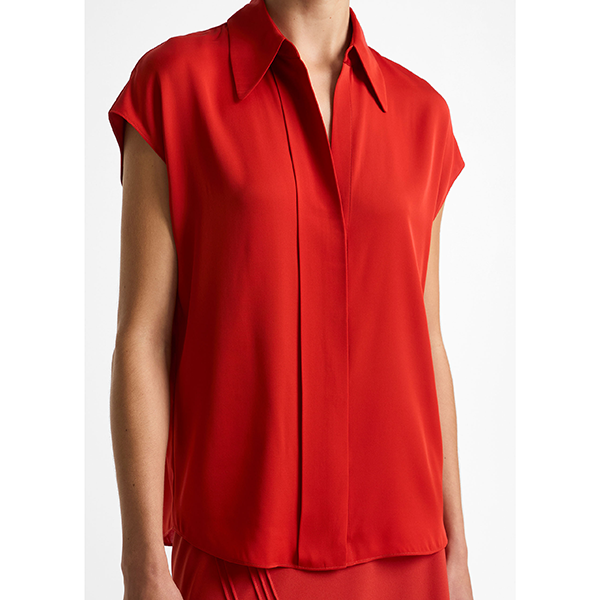 Cap Slv Hidden Plkt Bluse Poppy