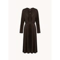 Contrast Trim Pleated Satin Dress Pinewood