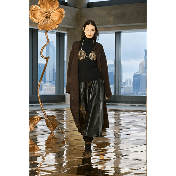 Aninda Leather Midi Skirt
