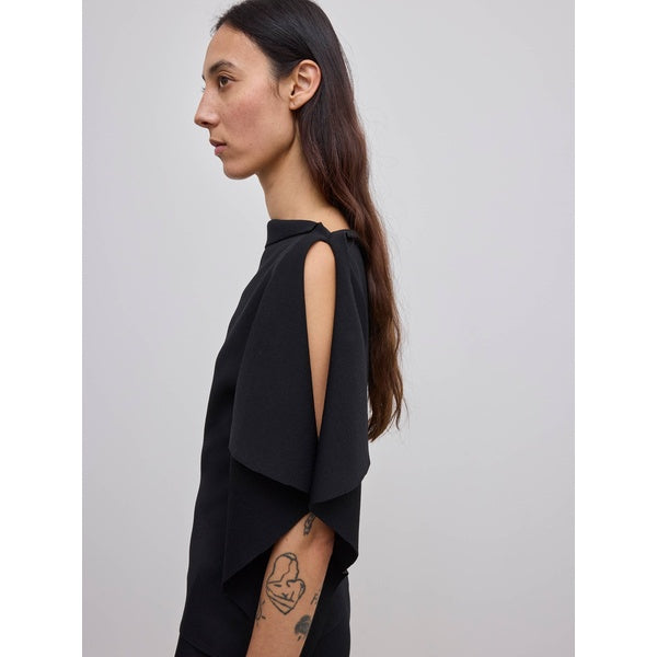 Draped Knit Top Black