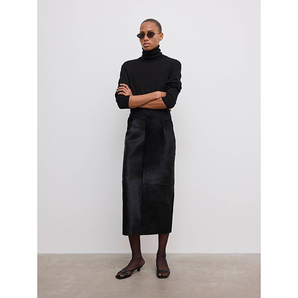 Pony Leather Skirt Black