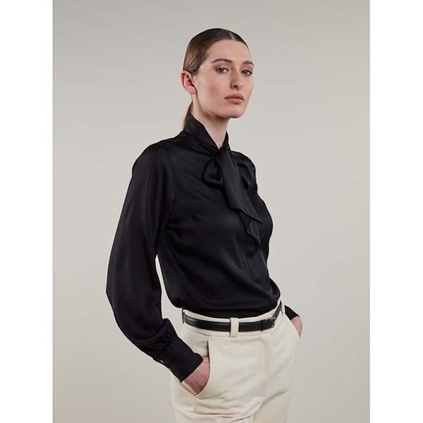 Selma Bowtie Blouse Black