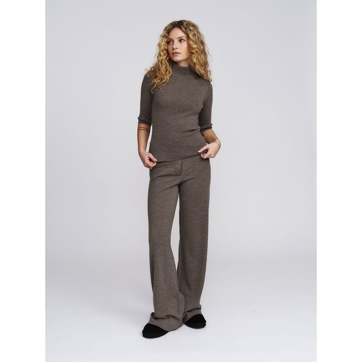 Melly Merino Tee Light Brown Melange