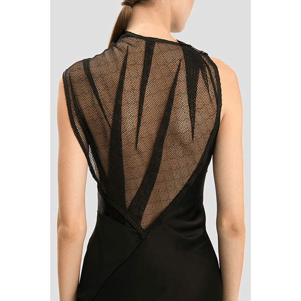 Mesh Detail Gown Black
