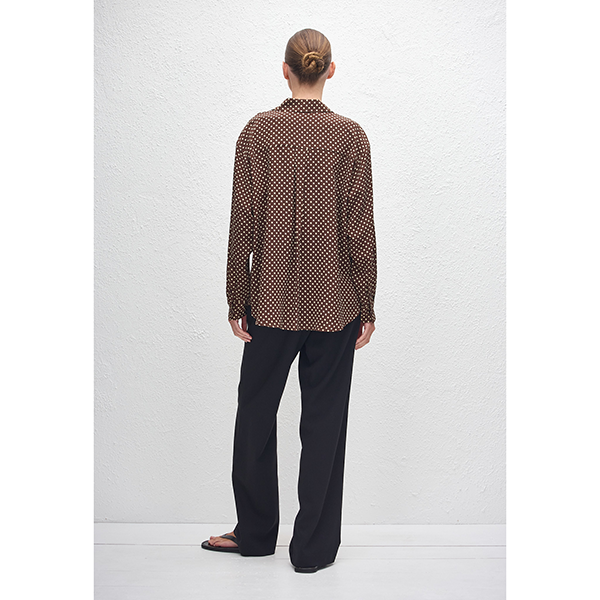 Long Sleeve Silk Shirt Polka Dot