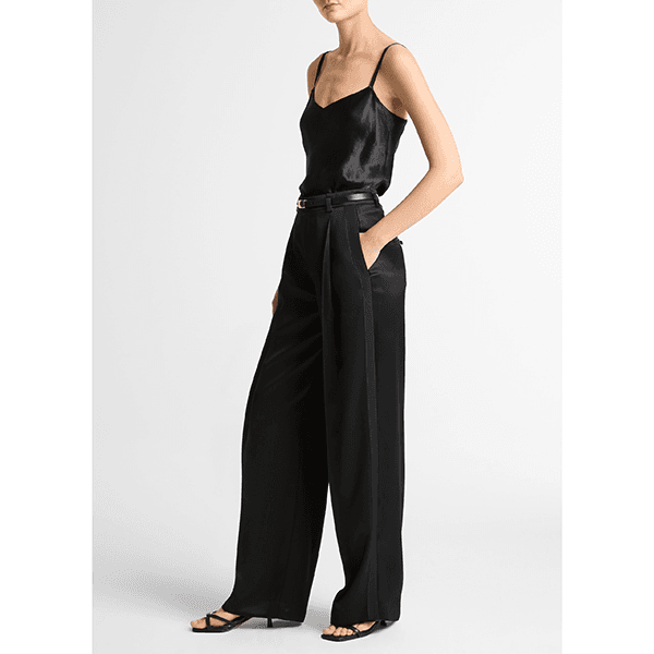 High Waist Satin Trouser Black