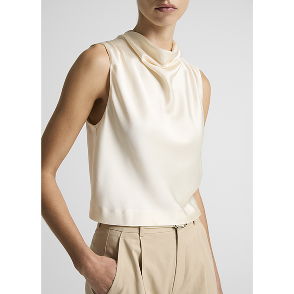 Cropped Cowl Nk Top Flax