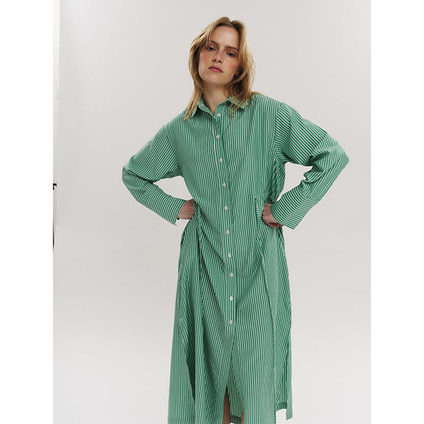 Sally Midi Dress Vineyard Green Stripe