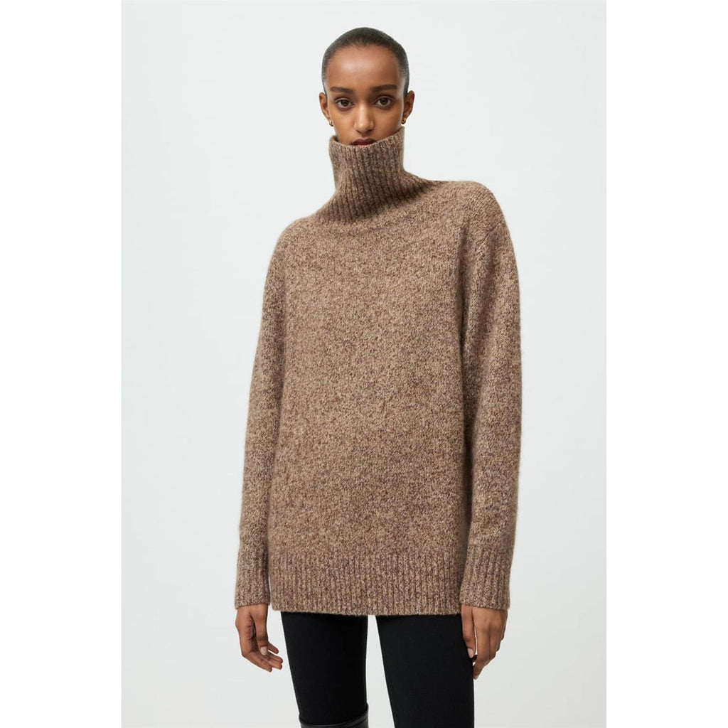 Marled Relaxed Fit Turtleneck Brown Melange