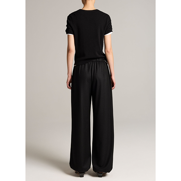 Mid Rise Soft Flannel Drawstring Pant Black
