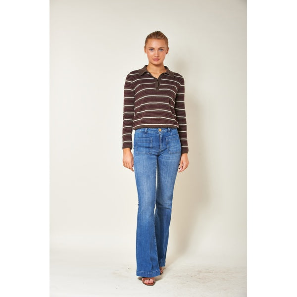 Cassie Stripe Sweater Dk Brown Combo
