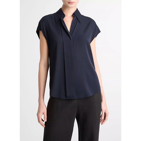 Cap Slv Hidden Plkt Bluse Coastal