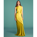 Sleeveless Draped Kyra Gown Chartreuse