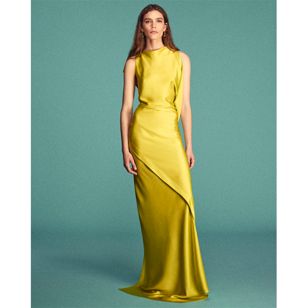 Sleeveless Draped Kyra Gown Chartreuse