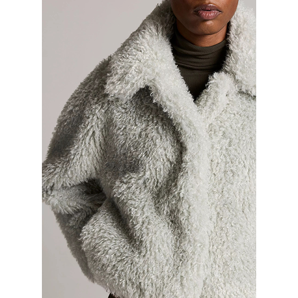 Faux Fur Crop Jacket Stone Sage