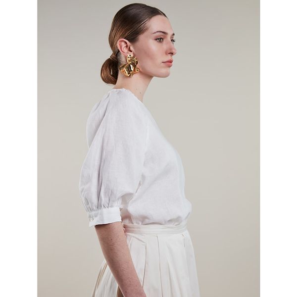 Carmen Puff Sleeve Blouse White