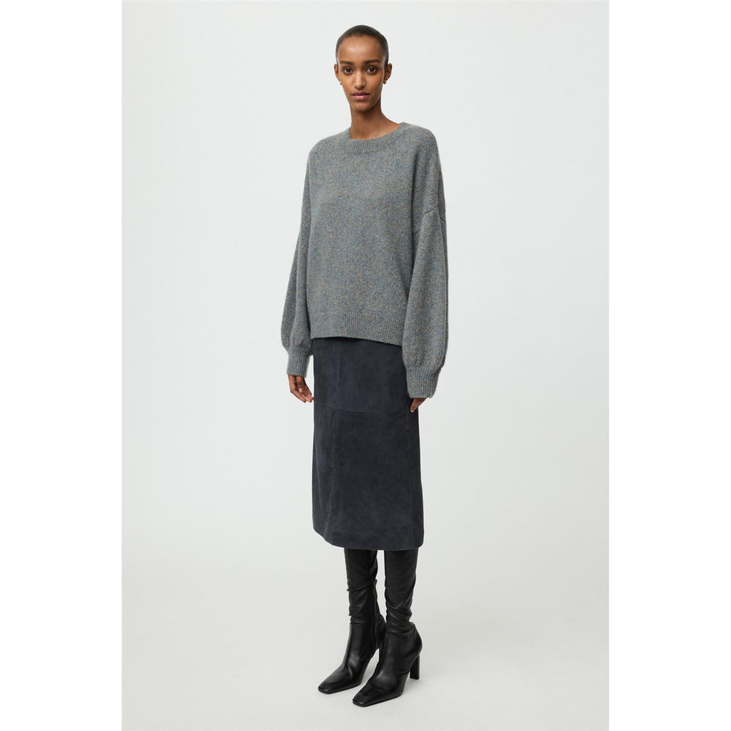 Marled Relaxed Fit Crewneck Blue Melange