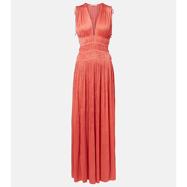 Tasneem Deep V-neck Gown Coral