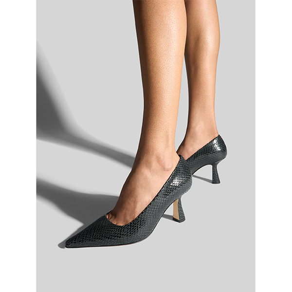 Zandra Pump Snake Print Moss