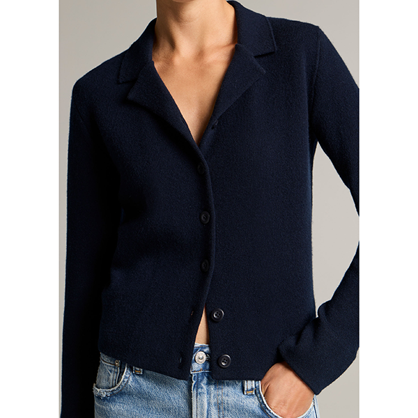 Notch Collar Dbl Face Cardi Coastal