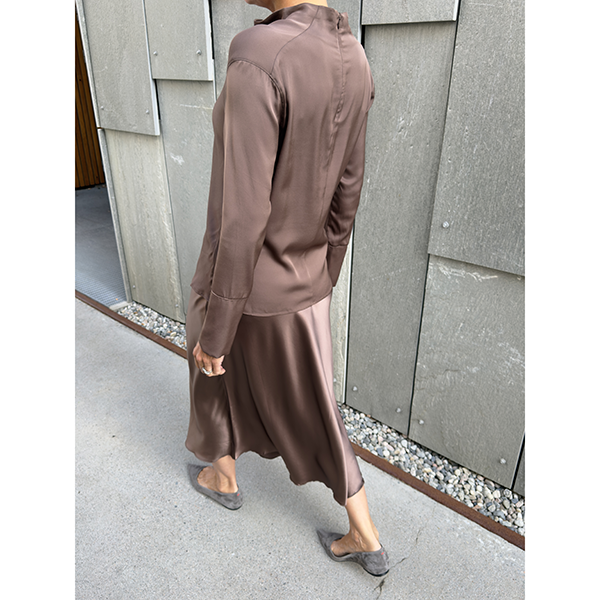Hana Satin Skirt Light Brown