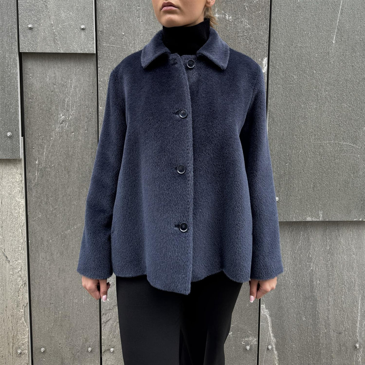 Agnes Alpaca Coat Blue