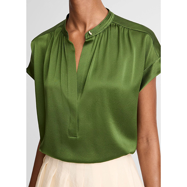 Gathered Nk Cap Slv Blouse Herb