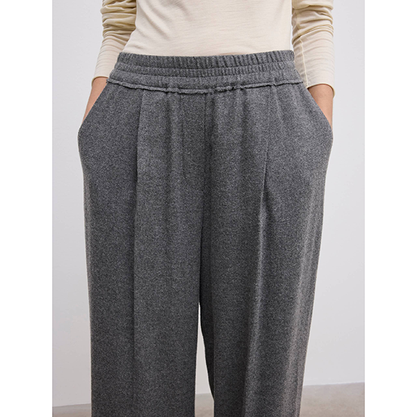 Elastic Wool Trouser Light Grey Melange