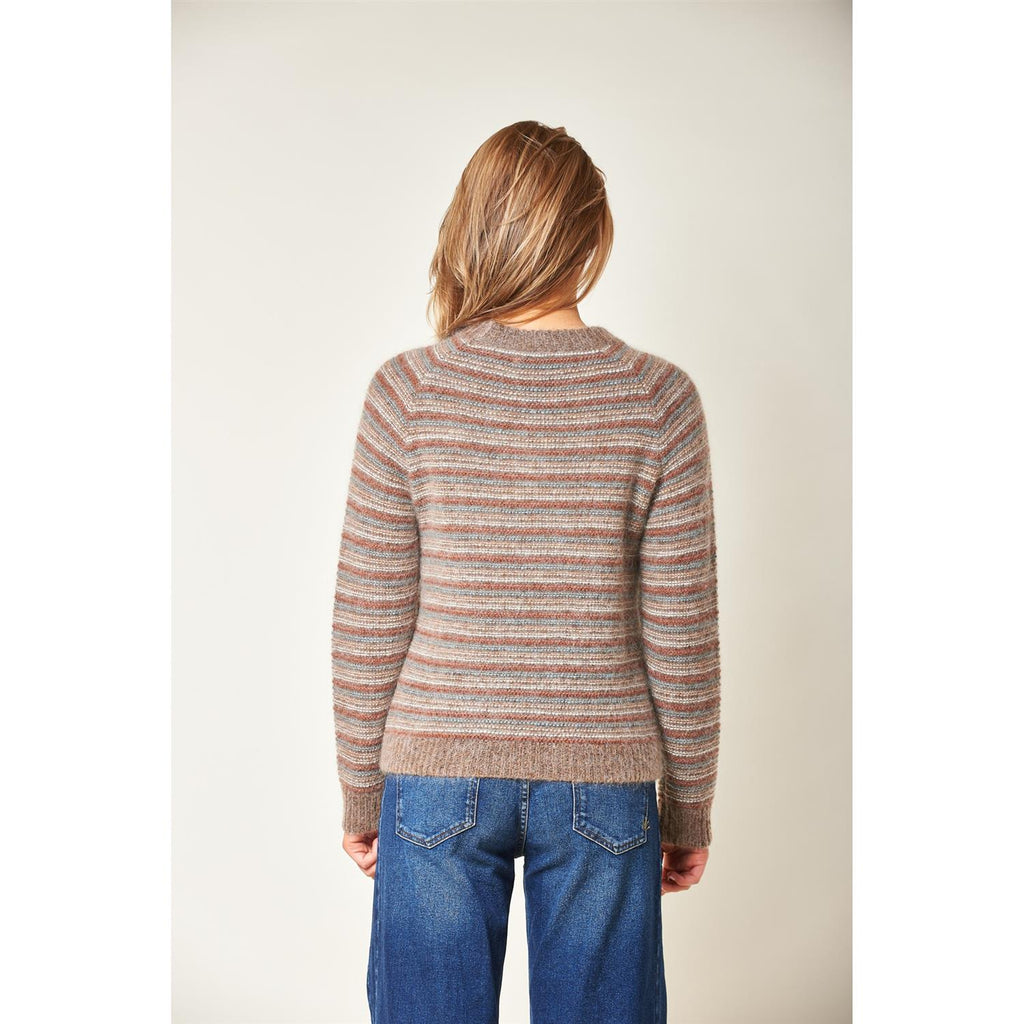 Maddox Stripe Sweater Brown Melange Combo