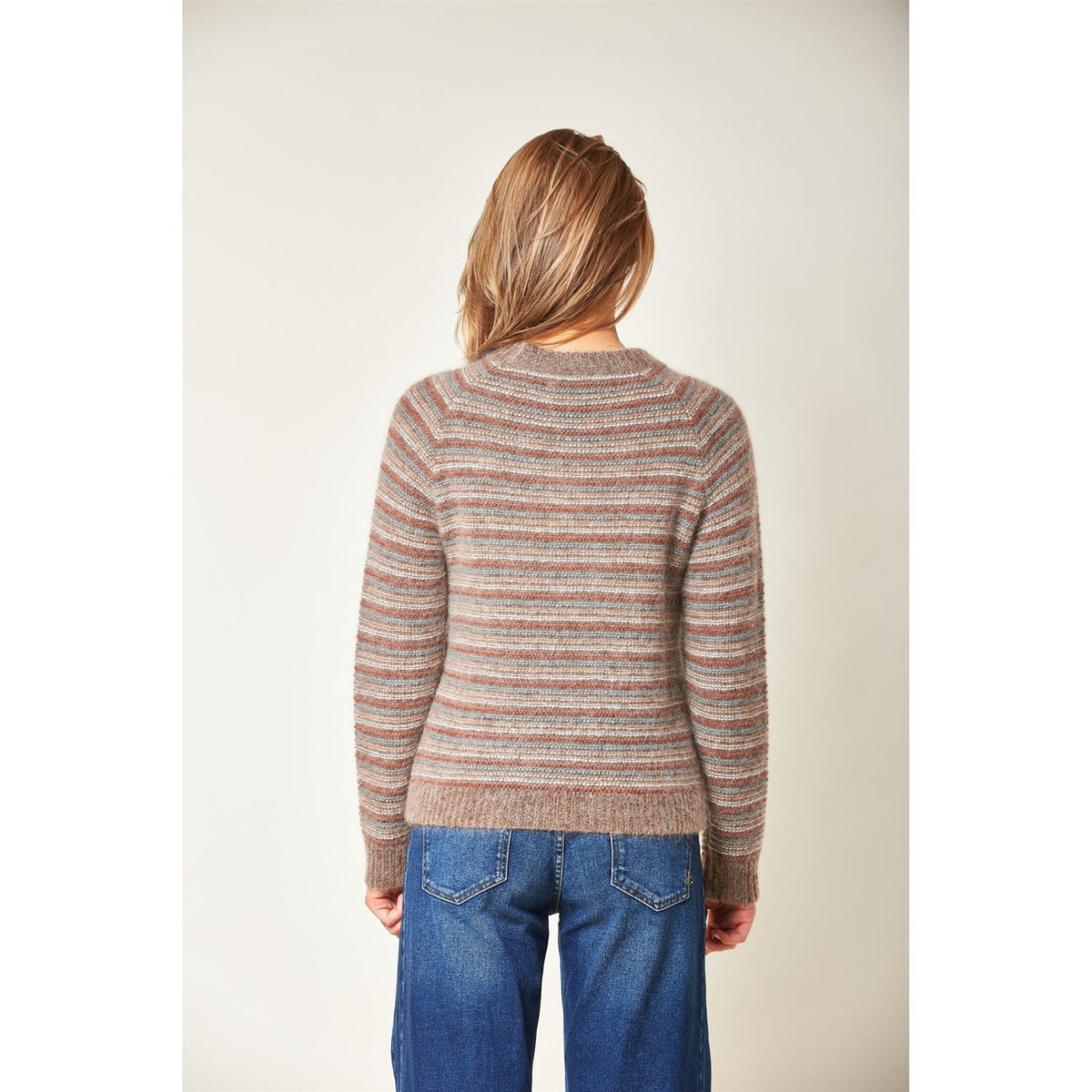 Maddox Stripe Sweater Brown Melange Combo